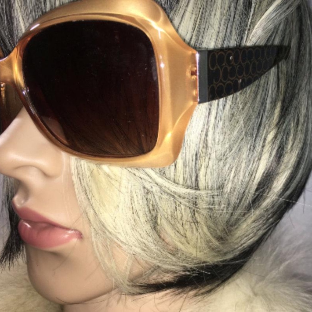 Brown & Gold Rectangular Sunglasses - image 4